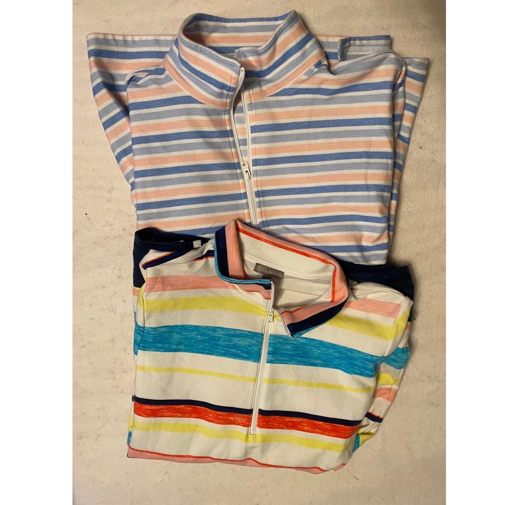 Talbots by T lot of 2 Women's Small Striped Quarter Zip Pullovers